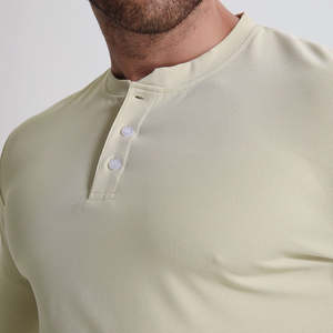 Camisas de tela de algodón transpirable ligeras e informales para hombre, diseño Henley de verano e invierno con punto sin cuello de talla grande - Product Image 3