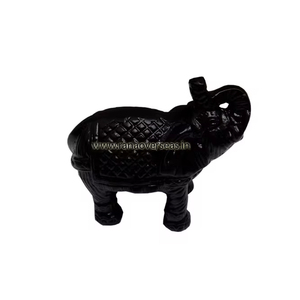 Figurine d'éléphant noir en aluminium avec le tronc abattu pour l'école, le restaurant, l'hôtel, le bureau - Product Image 1