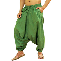 Pantalon Harem Noir pour Homme Coupe Ample Taille à Cordon en Coton Décontracté d'Été avec Poches