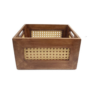 Wholesale Black Finished Rectangle <b>Wooden</b> Storage <b>Basket</b> Tabletop Kitchenware Multi-Purpose <b>Laundry</b> <b>Basket</b> Bulk - Product Image 4
