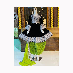 Increíble vestido de fiesta de 3 piezas de color afgano negro Venta caliente señoras paquistaníes Salwar Kameez para ropa de verano e invierno - Product Image 4