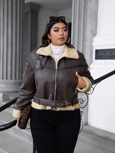 แจ็กเก็ตหนังแกะแท้มีซิปสีทองระบายอากาศได้ดีสำหรับฤดูหนาว - Product Image 4