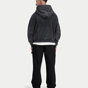 Custom <b>Men's</b> Hoodies 100% Cotton Heavy Weight Boxy Vintage Streetwear Oversized <b>Hoodie</b> Acid Washed <b>Zip</b> Up Hoodies for <b>Man</b> - Product Image 5