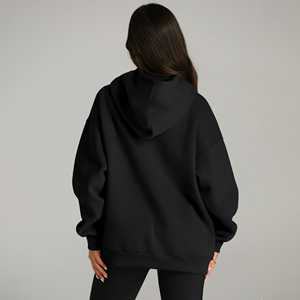 Sudaderas con capucha de punto de gran tamaño ecológicas para mujer, sudaderas con capucha transpirables con estampado de algodón 100% y hombros caídos para mujer, novedad - Product Image 4