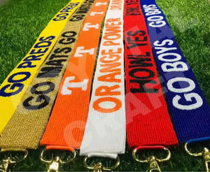 Orange Power personnalisé 'Hook Em Horns' perlé sac à main sangle or blanc perle de rocaille sac sangles accessoire à la mode - Product Image 1