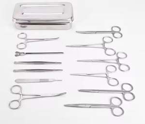 Juego de 13 Piezas de Instrumentos Quirúrgicos Manuales Reutilizables de Acero Inoxidable de Alta Calidad para Cirugía Menor, con Certificación CE, Acabado Plateado - Product Image 3