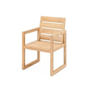 Sillón de madera de teca para comedor de jardín con cojín, hecho en Indonesia - Product Image 1