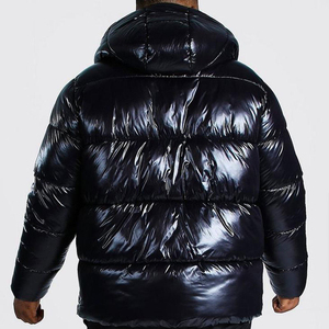 Oem High Quality Heavy Down Bubble <b>Jacket</b> <b>Padded</b> Coat Custom Logo Winter Warm Black Bubble Men' s <b>Hooded</b> Shiny Bubble <b>Jacket</b> - Product Image 5