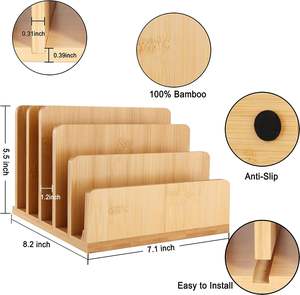 Organisateur de courrier de bureau trieurs de courrier de comptoir porte-courrier de bureau en bambou porte-papier en bois pour le classement des enveloppes de lettres - Product Image 2