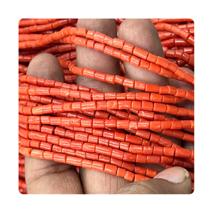 Collar de piedras preciosas de Coral italiano, cuentas de alta calidad, pulido suave, forma de tubo de 4mm, aproximadamente 20 pulgadas de largo, joyería de Coral italiano - Product Image 3