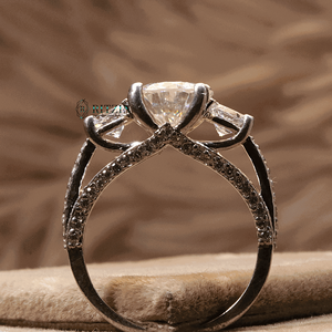 Round Cut Lab Grown Diamond 3 Stone with Accent Engagement <b>Ring</b> in 14K Rose Gold & Silver Prong <b>Set</b> Cute Style for <b>Women</b> - Product Image 3