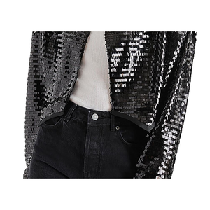 Steve Madden Juliet Cropped Piano Sequin Bolero Straight Silhouette Black Crop Top Fashion Element - Product Image 6