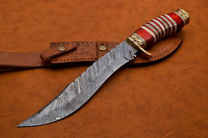 Newley Crafted Damascus Steel Bowie <b>Knife</b> With Camel <b>Bone</b> <b>Handle</b> Camping <b>Knife</b> Handmade Hunting <b>Knife</b> Fixed Blade Survival <b>Knife</b> - Product Image 5