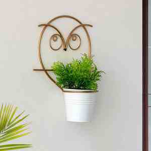 Maceta de pared de búho enojado, maceta de Metal colgante decorativa con acabado dorado para uso en jardín interior y exterior, diseño inspirado en animales - Product Image 4