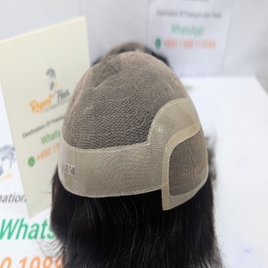 Super qualité 100% hommes humains pour Swiss Front Lace Base Main Attachée Trame Vague Naturelle Vague Eau Vague Styles Droite Stock En Gros - Product Image 1