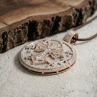 Collier pendentif Hip Hop personnalisé en argent 925 plaqué or rose, micro-pavé de moissanite taille baguette, certifié par une tierce partie