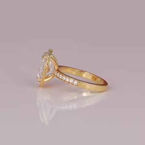 Anillo de compromiso con diamante cultivado en laboratorio, anillo de compromiso de oro de 10/14/18K, anillo de boda, joyería hecha a mano para mujer - Product Image 2