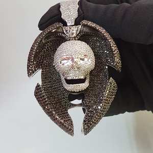 Personnalité Rappeur Bijoux 925 Sterling Silver Micro Pavé Moissanite Diamant Personnalisé Crâne Hip Hop Glacé Visage Pendentif - Product Image 6