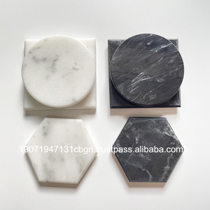 Handmade Wholesale Eco-Friendly <b>Ceramic</b> Decorative Natural White and Black Marble Round <b>Coasters</b> - Product Image 2