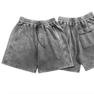 Nouveauté Logo brodé, meilleur fabricant, customVintage, short délavé à l'acide, OEM, short en polaire éponge française, sweat à bord brut - Product Image 1