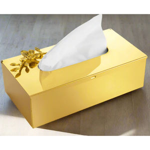 Boîte à mouchoirs élégante en acier inoxydable au design de feuille d'or Porte-serviettes de luxe moderne Qualité de luxe pour la décoration intérieure pour la table - Product Image 6