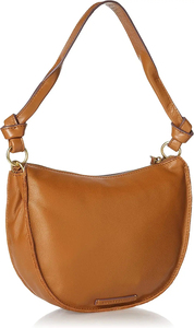 Bolso de Hombro de Media Luna de Cuero Genuino para Mujer, Cierre Clásico con Solapa, Bolso de Mano Duradero para Uso Diario, Color Bronceado, Correa Única - Product Image 3