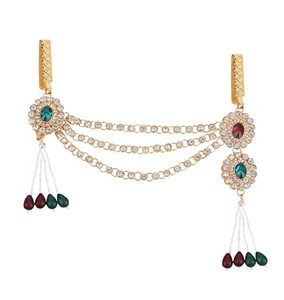 Accessoires de taille en cristal vert rouge plaqué or vintage indien Bijoux de corps pour mariage - Product Image 1