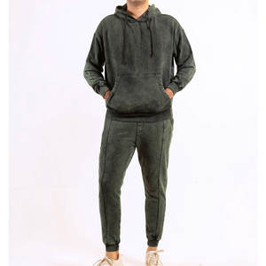 Conjunto Deportivo Informal Unisex Vintage de Primera Calidad a Precio Razonable, Sudadera con Capucha y Pantalones Deportivos de Estilo Lavado a la Piedra - Product Image 1