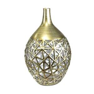 Jarrón de Metal Dorado Minimalista Costero Hecho a Mano, Diseño Limpio, Adorno Decorativo para Interiores de Hogar Moderno, Mesa de Salón - Product Image 1