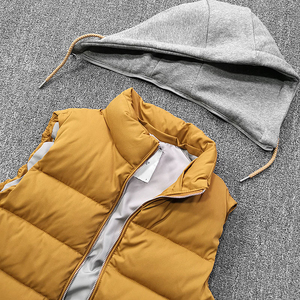 2024 dernier gilet d'hiver pour hommes avec logo personnalisé avec capuche col montant rembourrage en polyester Design Streetwear élégant - Product Image 5