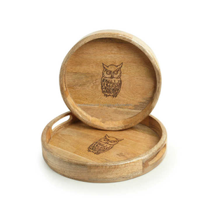 Bandeja Redonda de Madera de 8.6 Pulgadas a Precio Competitivo, Diseño Tradicional para Bodas y Fiestas, Alta Calidad a Precios Bajos - Product Image 1