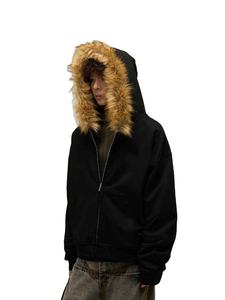 Sudadera con Capucha Personalizada de Invierno, Informal, con Cierre, con Logotipo Personalizado, Teñido Liso, Tejido Transpirable en Negro y Rojo - Product Image 6