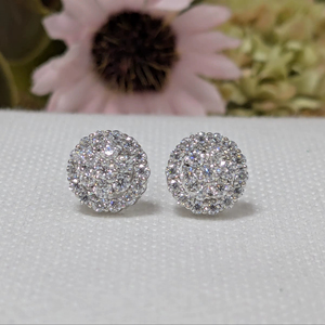 1 Ct Cut Moissanite Halo Set Stud Earrings Women's Cluster Push Back 14K White Gold Vintage IGI Certified Wedding <b>Gift</b> - Product Image 1