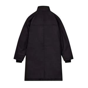 Veste Parka pour hommes Manteau à capuche noir Longline avec isolation rembourrée Fermeture éclair sur le devant et look Streetwear - Product Image 5