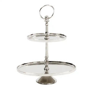 Birthday Parties Tabletop Decorative Metal Silver <b>Cake</b> Stand Three <b>Tier</b> Round Shape Display Stand for Decoration - Product Image 2