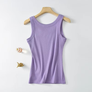 Débardeurs de sport en tricot à col rond pour femmes, couleur personnalisée, avec logo sur le devant, vente chaude - Product Image 3