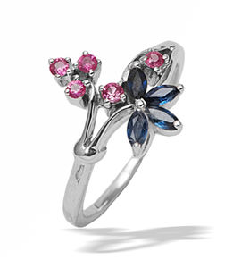 แหวนชุบทองอัญมณีสองชิ้นสำหรับผู้หญิง925เงินสเตอร์ลิงสีฟ้าบุษราคัม - Product Image 3