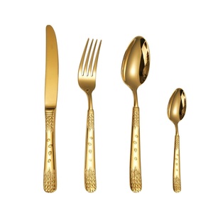 Luxury Stylish Plated Metal Flatware <b>Set</b> with Rose <b>Gold</b> Spoons Forks for Wedding and Party Dinnerware - Product Image 4