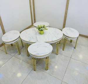 Mesa de centro redonda de estilo Simple y moderno de lujo, juego de comedor convertible para el hogar, oficina, taller, Bar, Villa, cocina, dormitorio, uso - Product Image 4