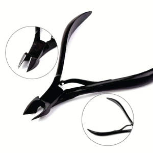 ชุดเครื่องมือทำเล็บสแตนเลส2ชิ้นรวมถึงคีมตัดเล็บสแตนเลสที่ดันหนังกำพร้าเจ็ตสีดำ - Product Image 3