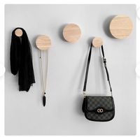 Crochets muraux en cuir et en bois robustes manteaux chapeaux sacs pour chambre salon salle de bain ou armoire