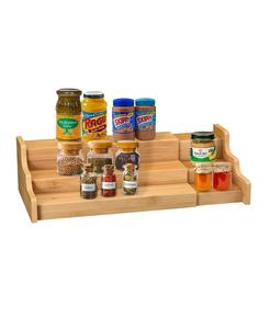 Étagère à épices pour armoires de cuisine-Étagère de présentation extensible en bambou à 3 niveaux - Product Image 1
