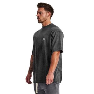 เสื้อยืดโอเวอร์ไซส์ตาข่ายไม่มีลายสำหรับผู้ชายเสื้อแนวสตรีทฮิปฮอปกลางแจ้งเสื้อเข้ายิมทรงหลวมเสื้อยืดแขนครึ่ง - Product Image 5