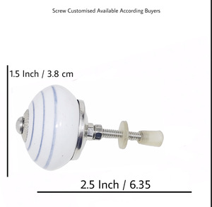 Boutons en céramique de couleur blanche, bandes noires claires, poignées de tiroir et d'armoire CK 558 - Product Image 3