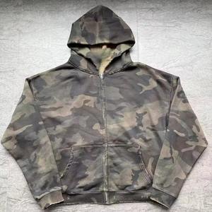 Sudadera con Capucha para Hombre, Nueva, Personalizada, con Hombros Caídos, 420 GSM, Algodón, Estampado Completo, Corte Cuadrado, Camuflaje, Estilo Vintage, Desgastado, con Cierre - Product Image 2