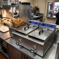 Friteuse à gaz commerciale 18L avec filtre à huile, haute puissance, de comptoir, pour poulet, protection contre la surchauffe, pour restaurant de restauration rapide