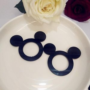 Acrylic Mickey Napkin <b>Ring</b> PCS Black <b>Cartoon</b> Shape Modern Style Polished Finish Perfect for Parties and Wedding - Product Image 4