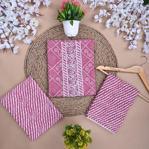 Traditional <b>Pink</b> Screen-Printed Cotton Unstitched Salwar Kameez with Dupatta (SHKS1100) Pakistani Style Indian Dress - Product Image 1