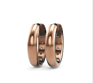 Pendientes de aro de banda de oro rosa de 10K con diamantes cultivados en laboratorio Joyería llamativa de moda para bodas y fiestas - Product Image 5