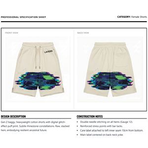 Shorts Bermuda en coton lourd personnalisés pour femmes, couleur unie, taille haute, fermeture à cordon, écologiques, coupe régulière, effet usé, pour la salle de sport - Product Image 6